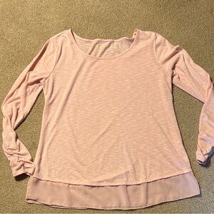 Cato Light Pink Long Sleeve Layered-Hem Top